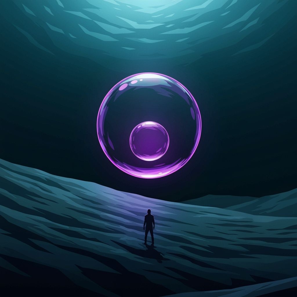 Aquatic Desert: Fluorescent Bubble in Pop Art Style