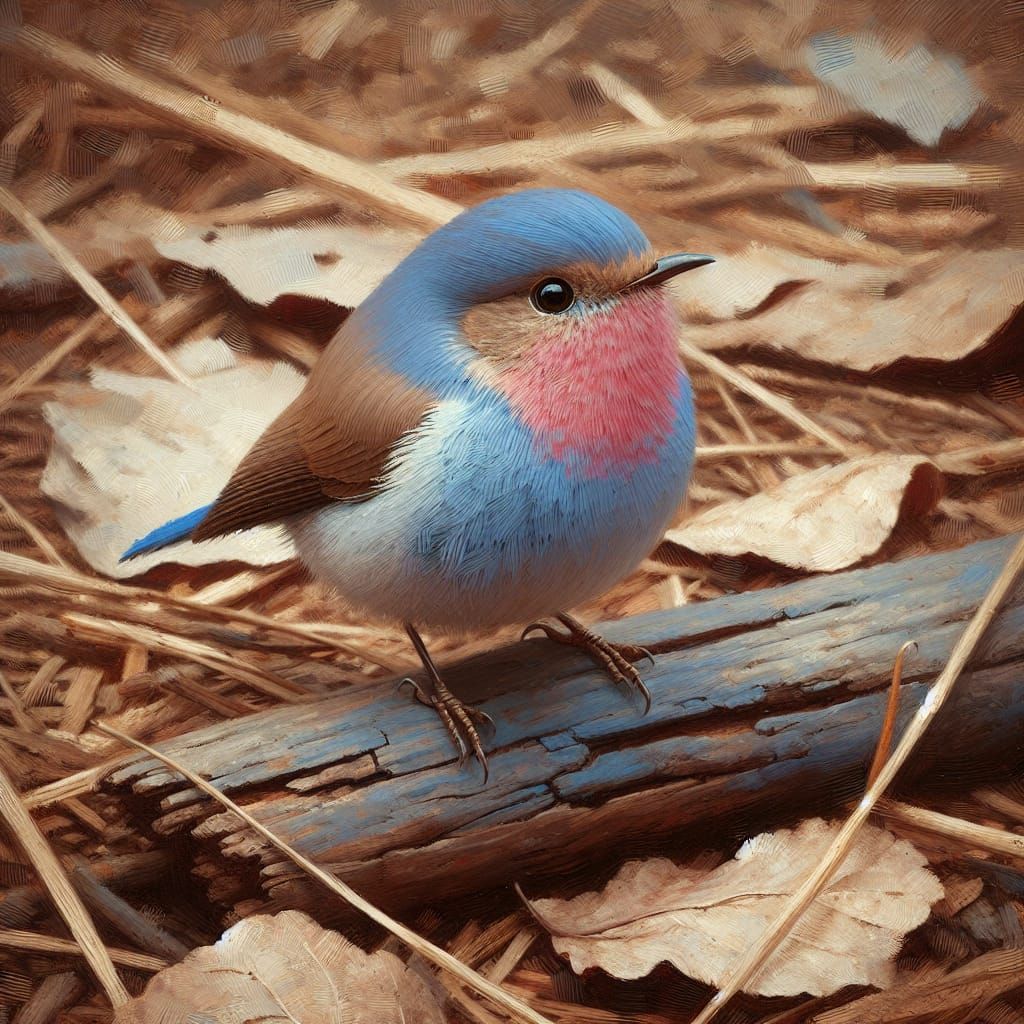 Oil Painting of a Red-cheeked Cordon-blue Bird in Sahelian W...