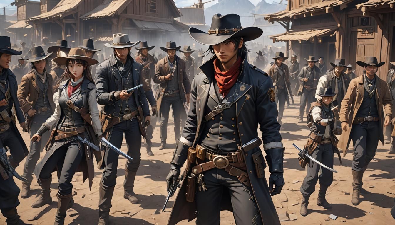 Anime Gunslingers and Outlaws in 3D Aesthetic Art