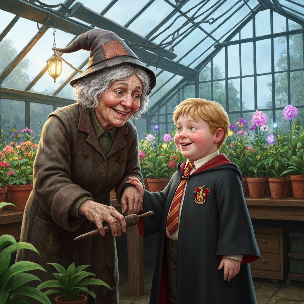 Professor Sprout and Neville Tend Magical Plants