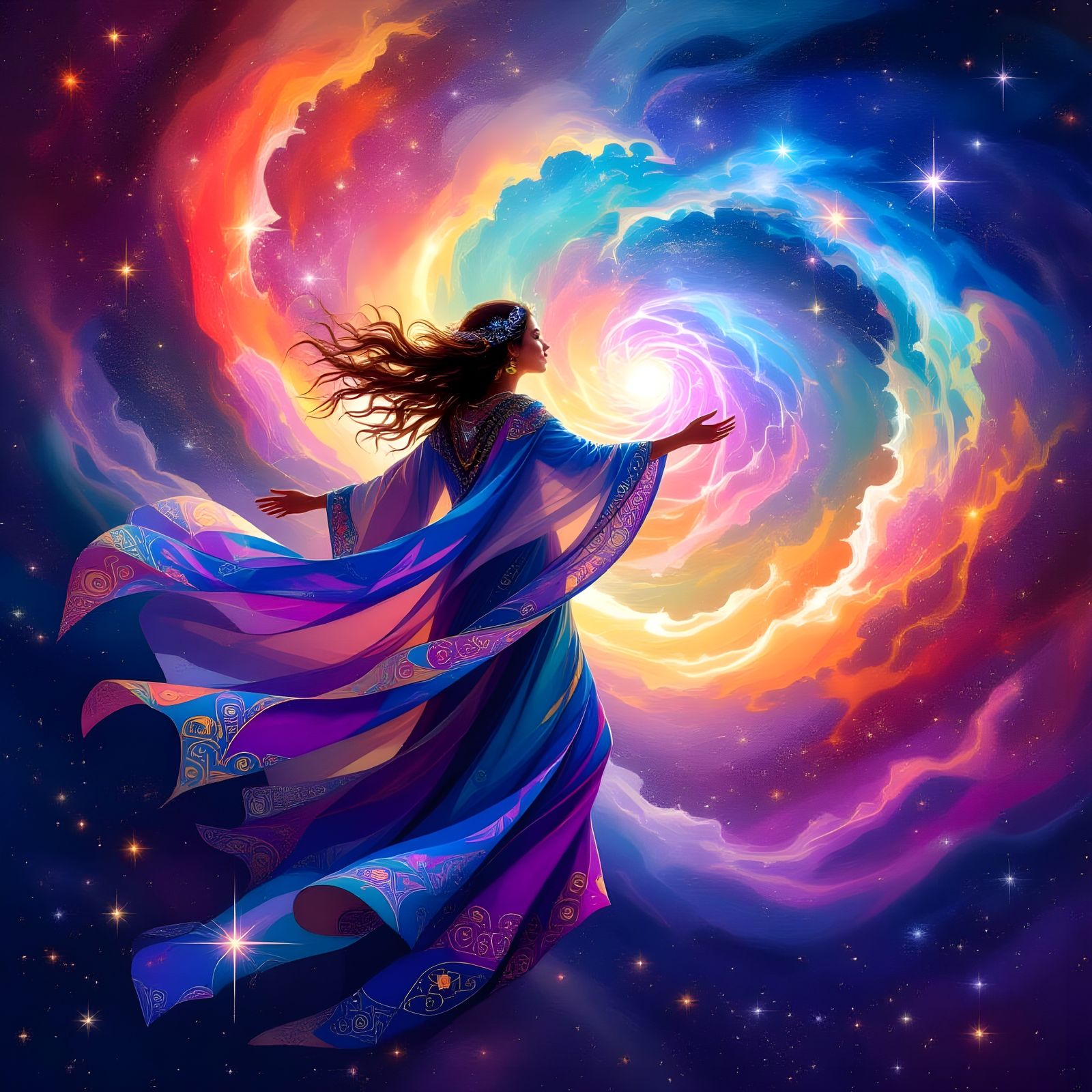 Psychedelic Astral Journey Through Shining Stars