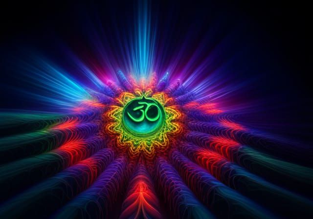 Psychedelic Neon Marijuana Flowers in Heaven