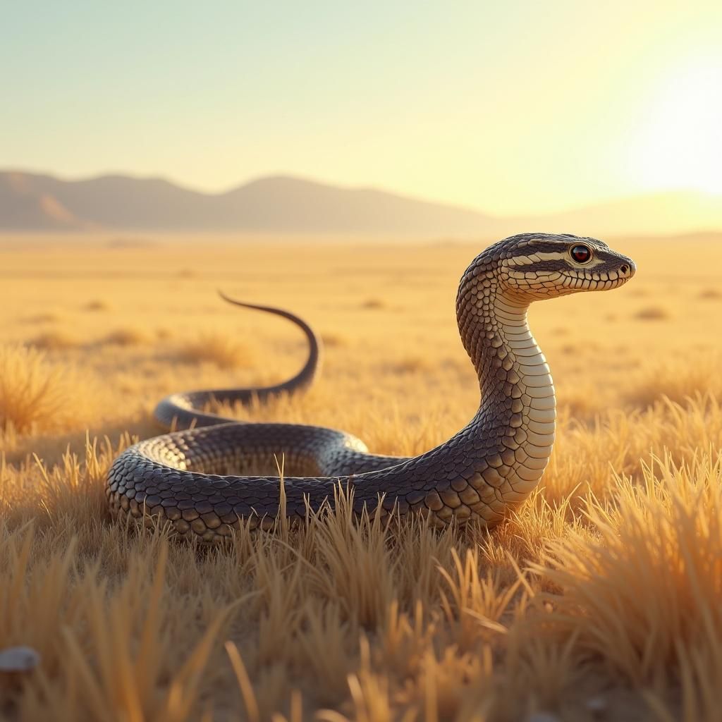 Rattlesnake in Prairie Paradise: Realistic Digital Art