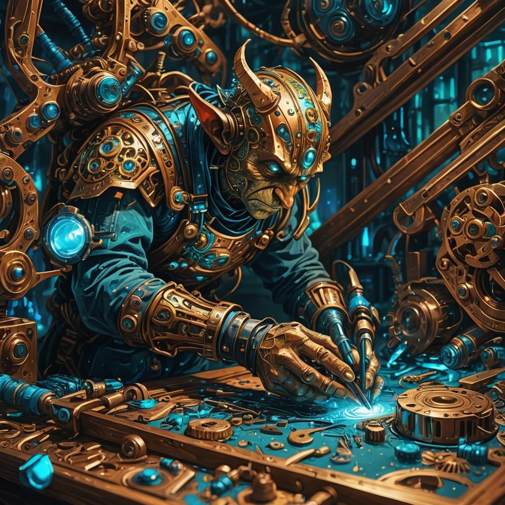 Goblin Technician's Glowing Tools in Abstract Expressionism