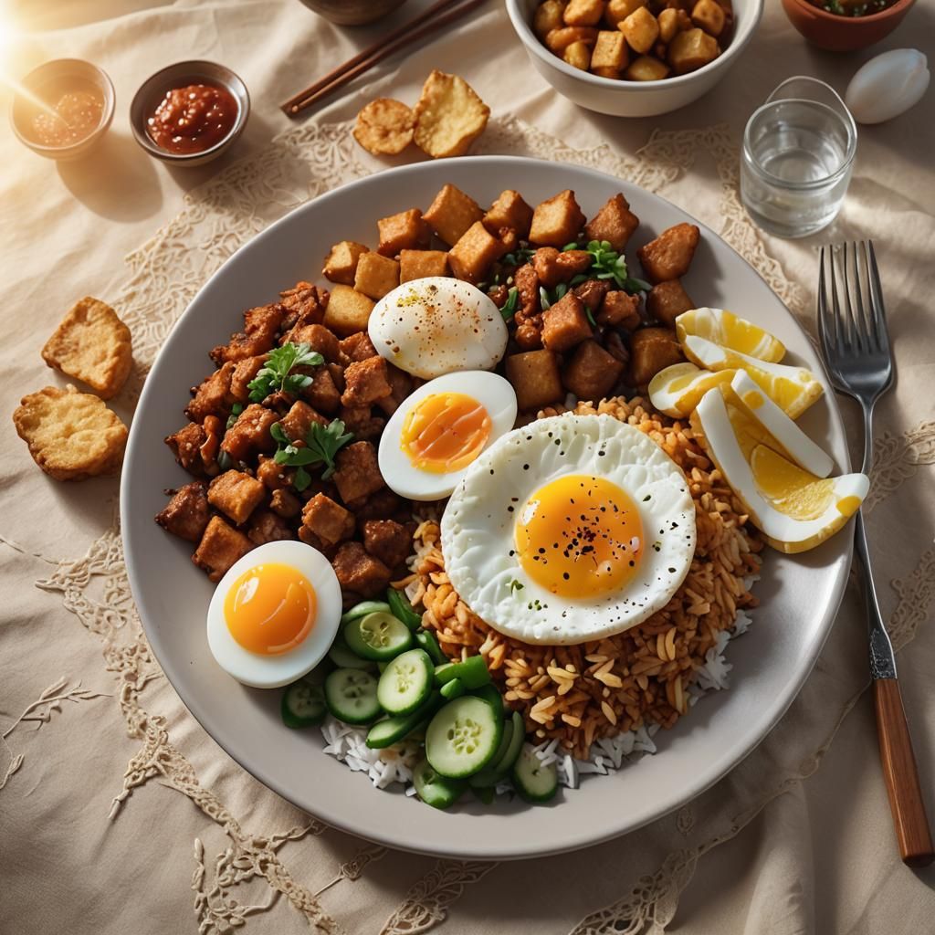 Uduk Rice with Balado Egg: Food Photography