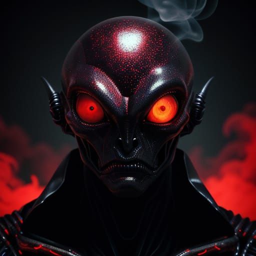 Surreal Alien Close-Up in a Dark Room