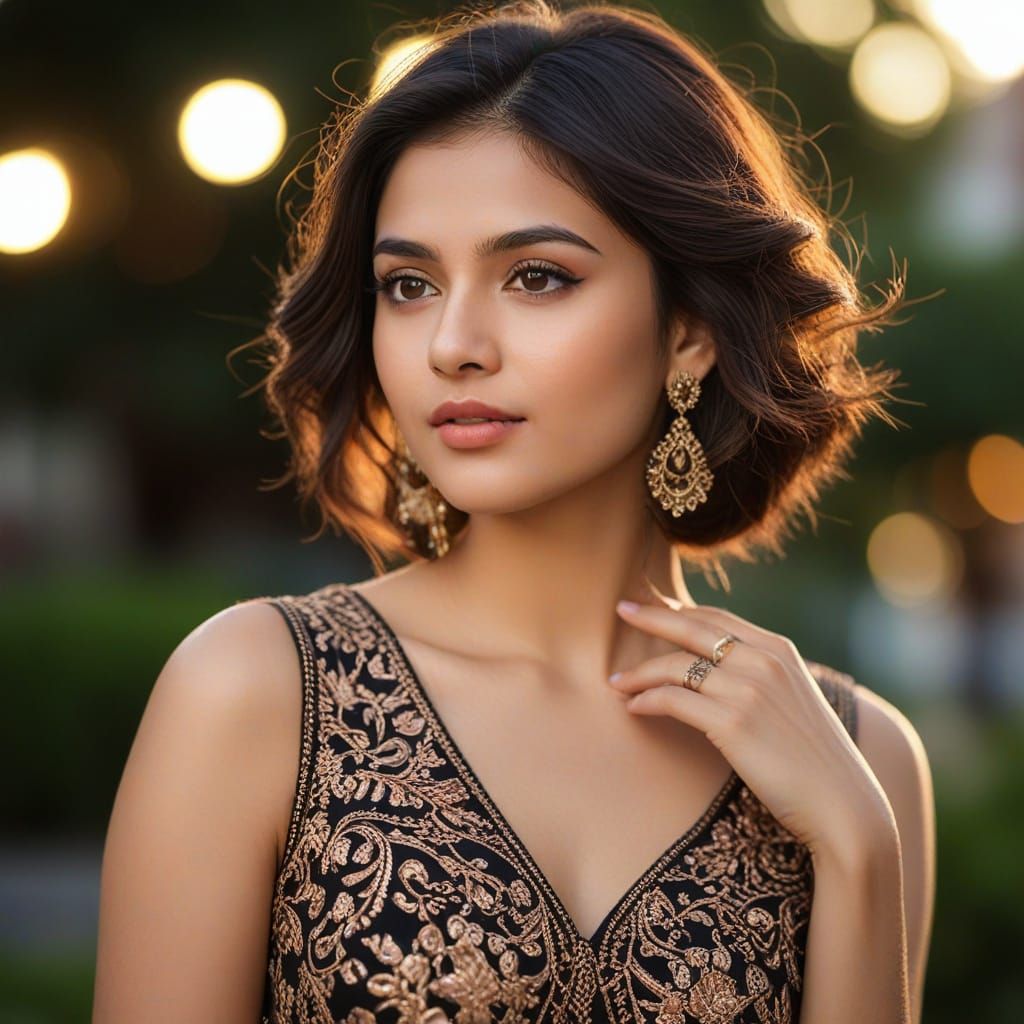Elegant Indian Beauty in Golden Hour Lighting