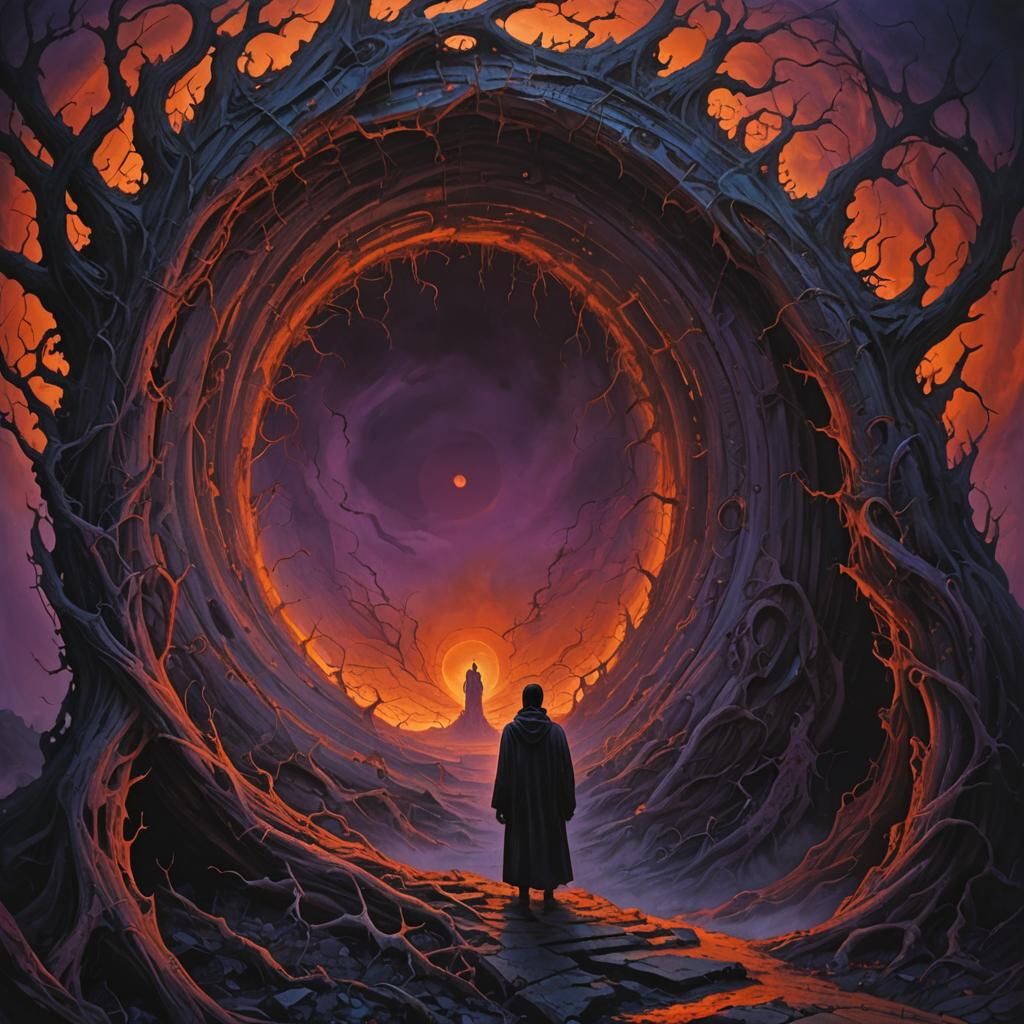 Eerie Supernatural Portal in Dark Surrealist Style