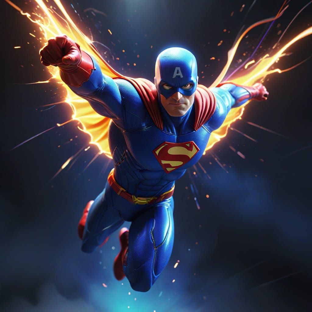 Superhero in Flight: Graphic Novel Style Digital Art