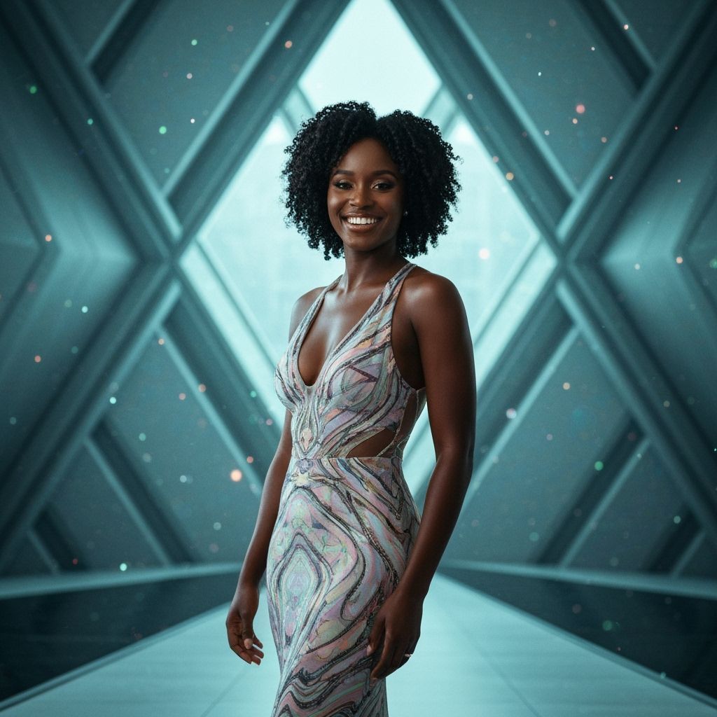 Ethereal Portrait of Woman in Abstract Gown