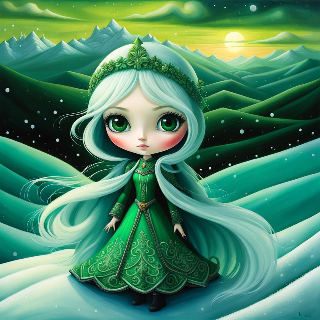 Emerald Serenity: Lina's Chibi Adventure on St. Patrick's Mountain