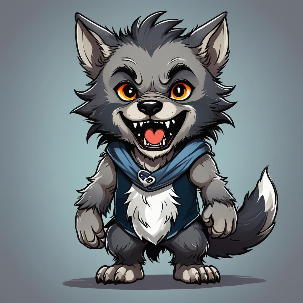 Adorable Furry Wolf in Moonlight