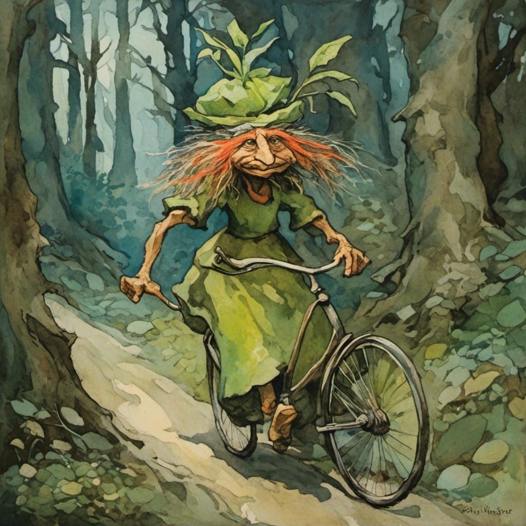 <lora:The Faerist:1.0> watercolor picture of a old woman tro...