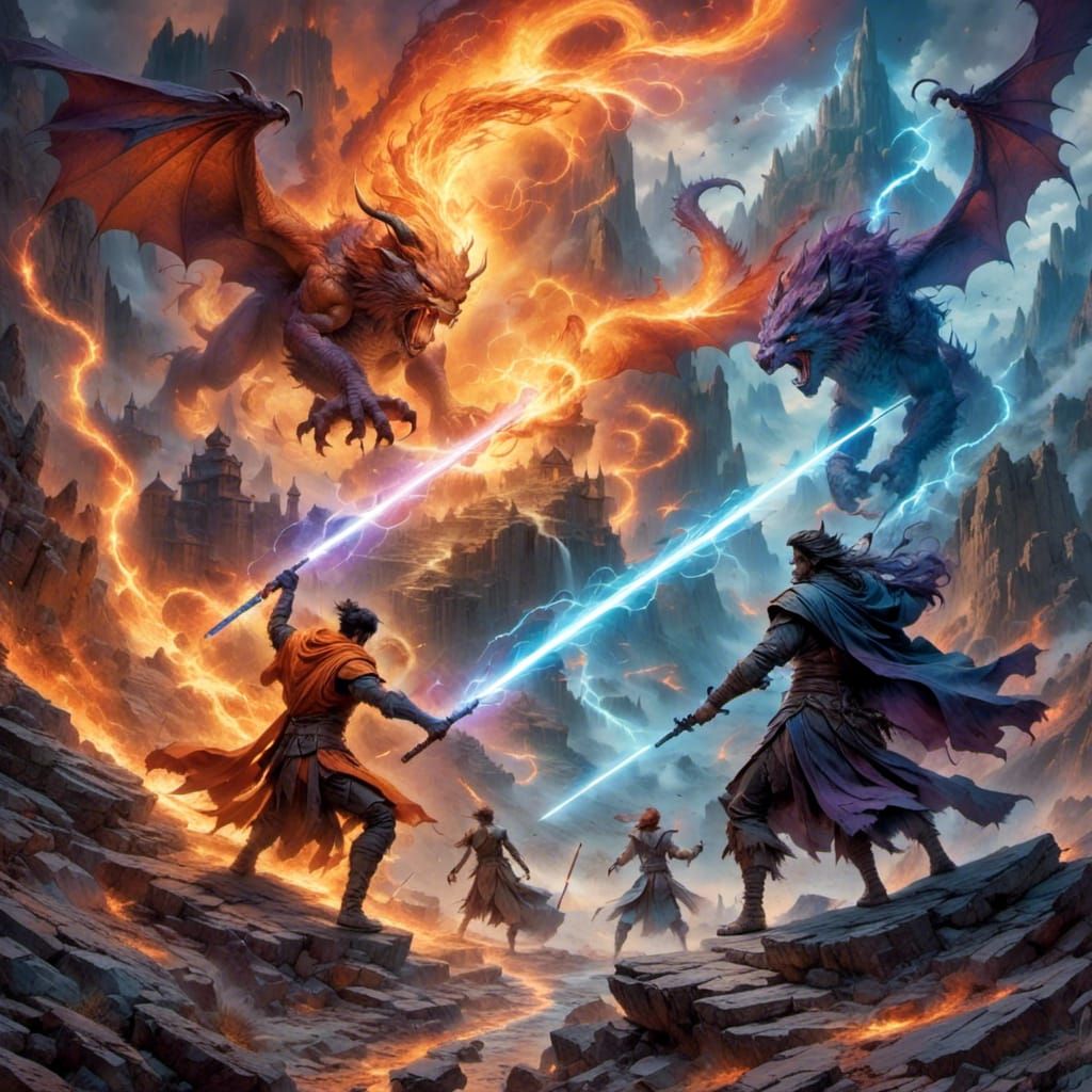 Wizards Fighting Demons with Lightsabers and Magic