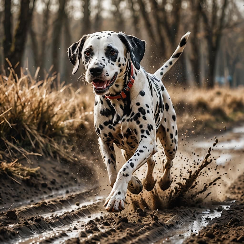 Dalmatian Dog Running: High-Speed Photorealistic Capture