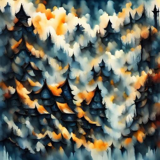 Field of Red Poppies in Watercolor Style