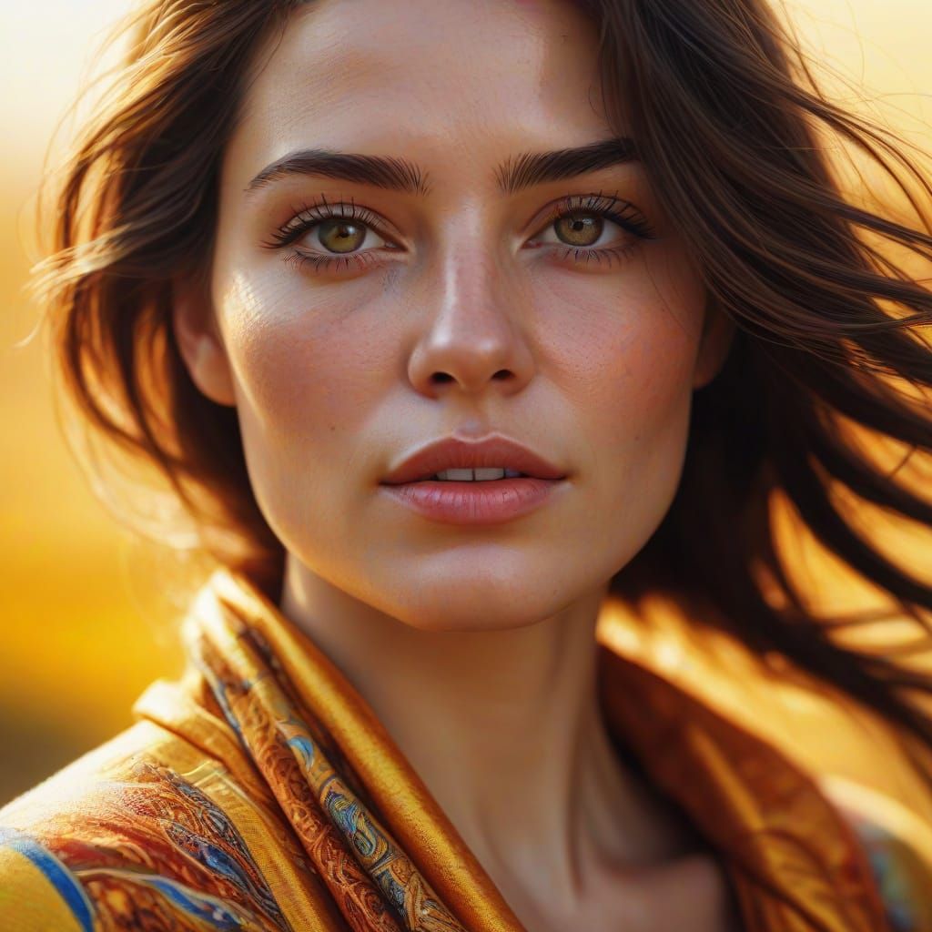 Hyper-Realistic Woman Portrait in Vibrant Oils