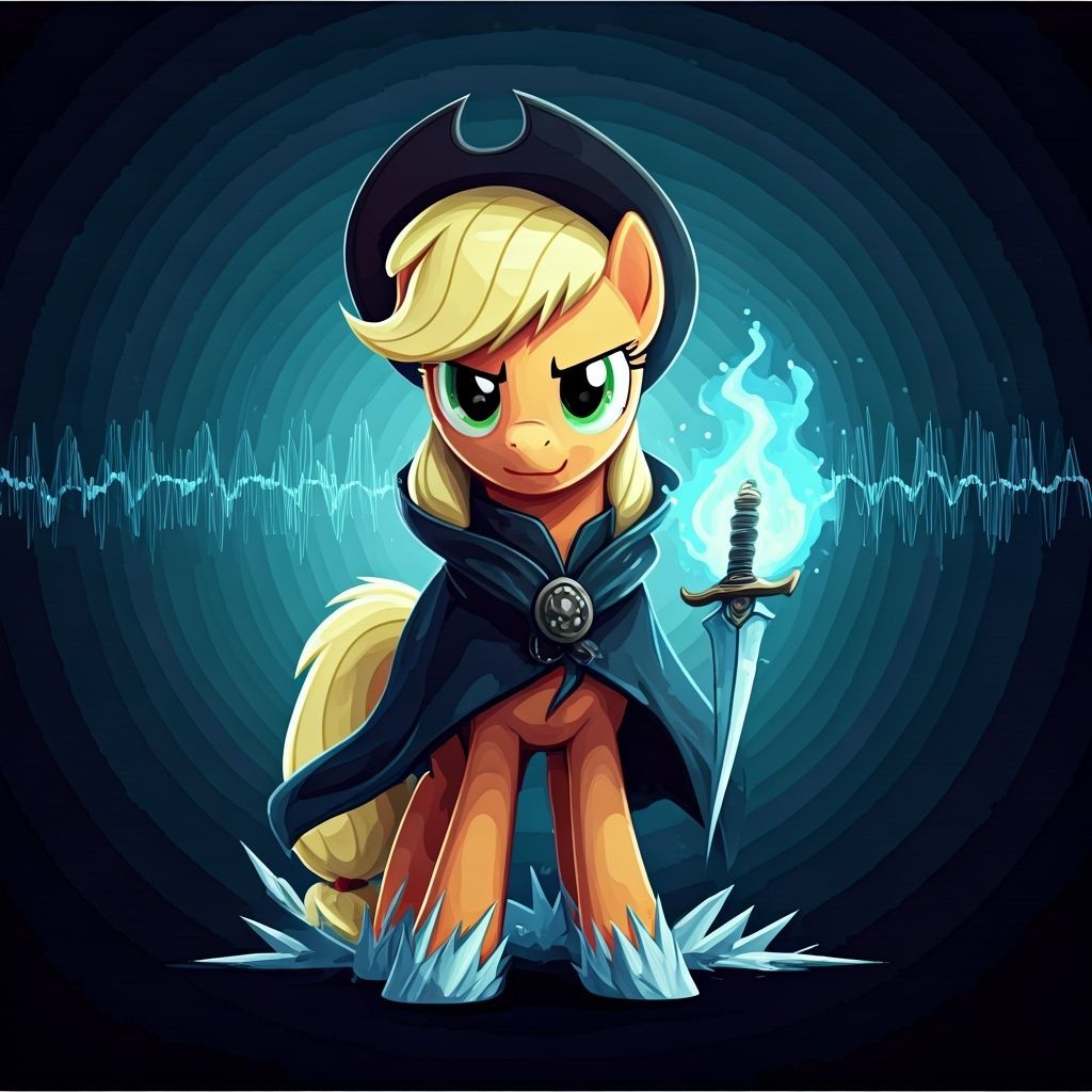 Pony Ice Mage Desperado with Dagger in Fractal Art Style