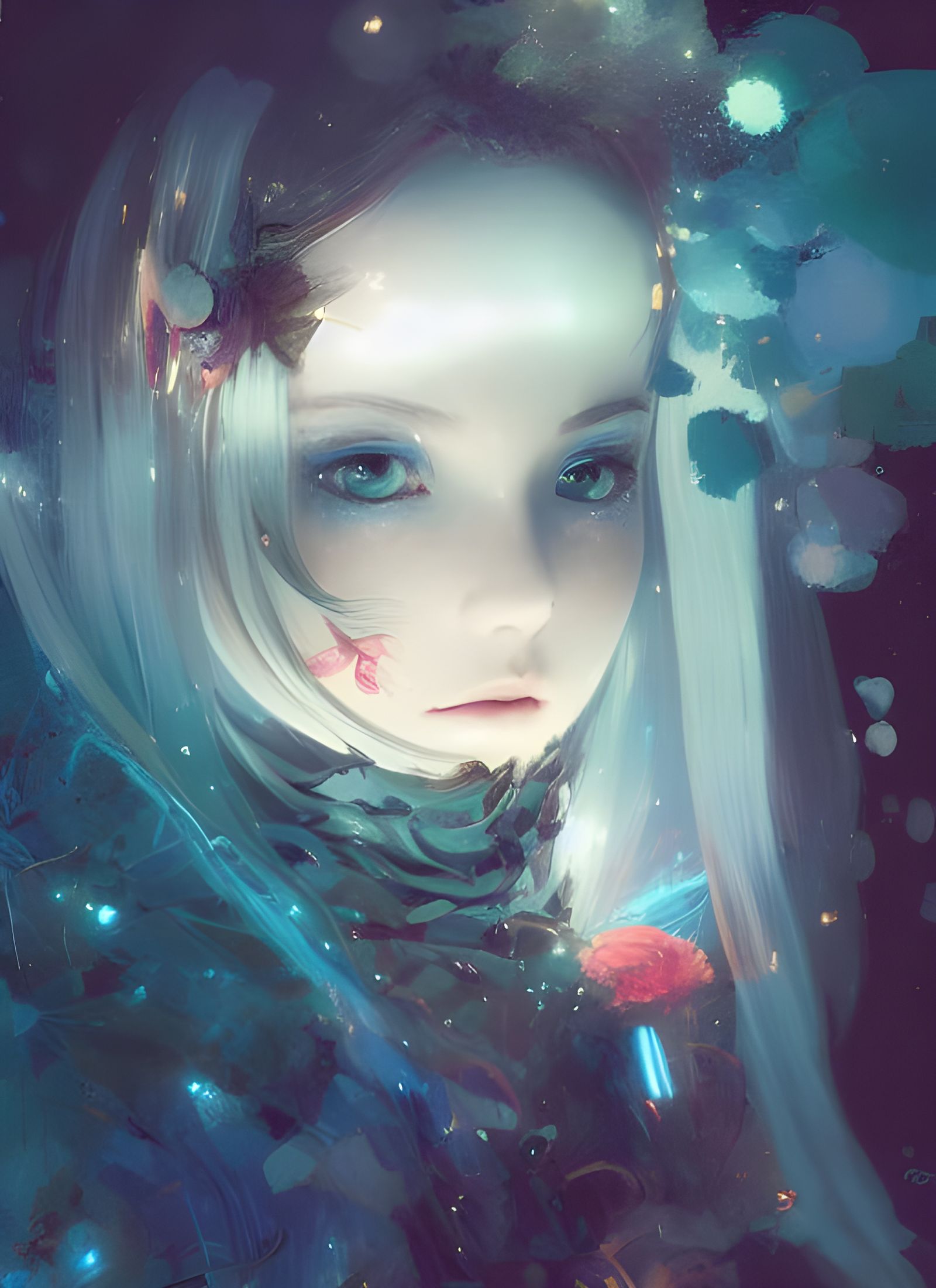 Beautiful Princess of the Night Portrait, Digital Art