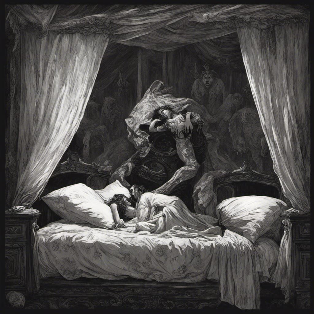 Gothic Horror: Girl and Creature in Monochrome