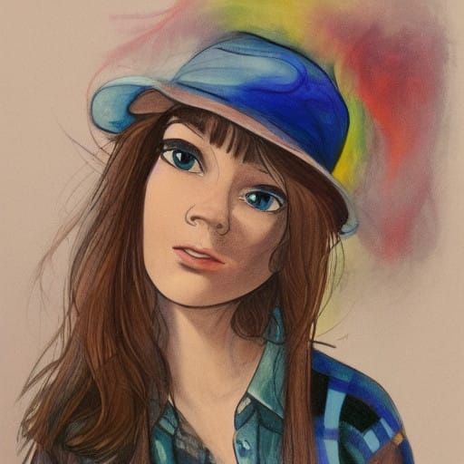 Anime-Inspired Cel Shaded Portrait of a Relaxed Hipster Woma...