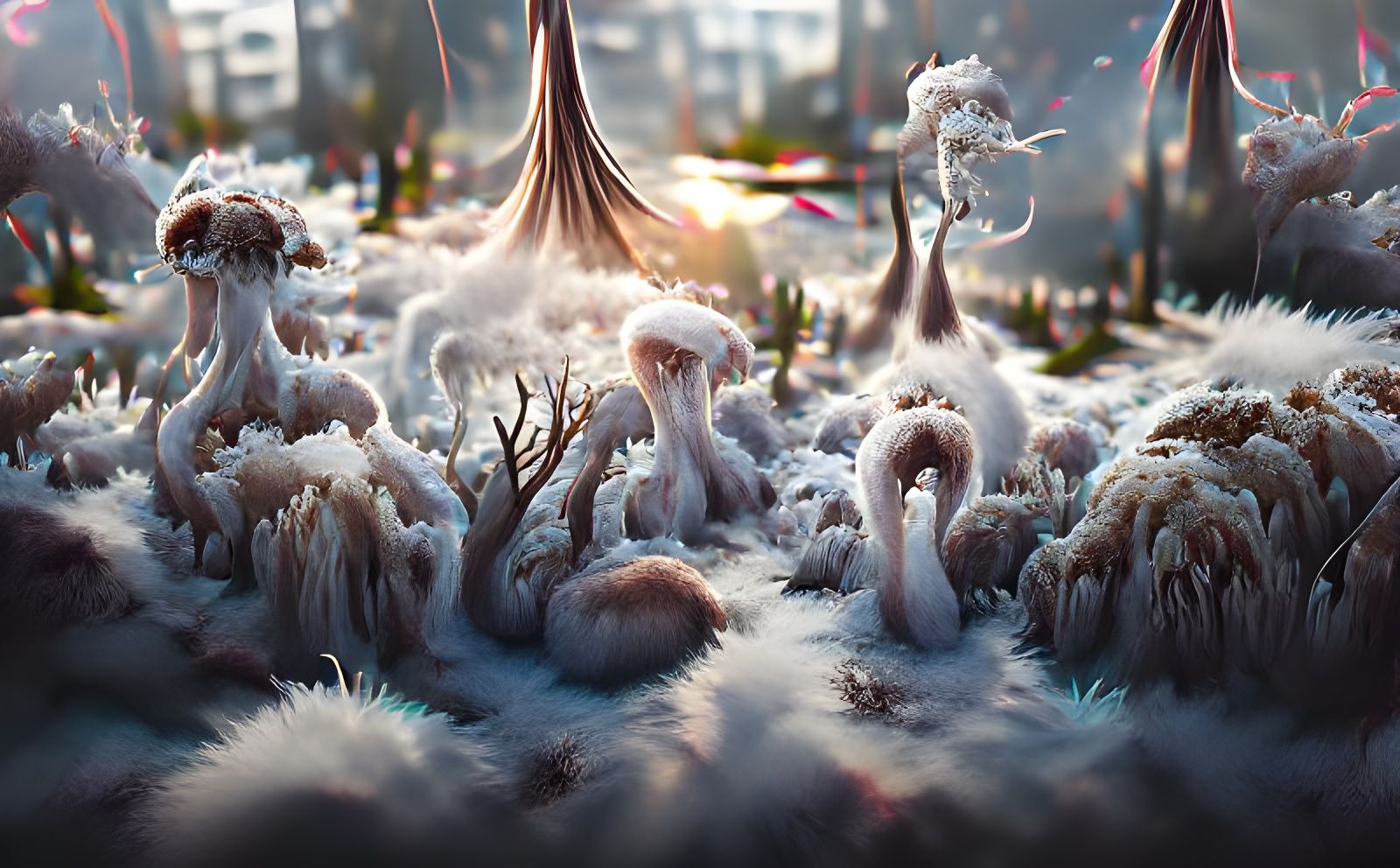 Hoarfrost Tentacle Alien Landscape in 8K