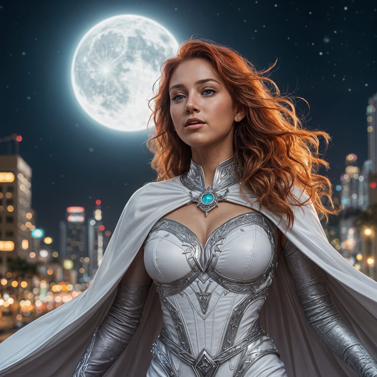 Cyberpunk-Inspired Super-Girl Soars Over Miami