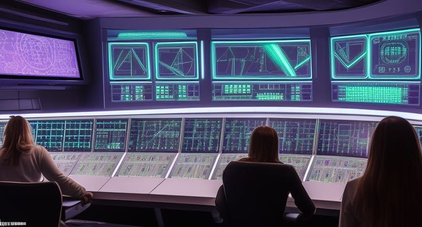 Futuristic Starship Control Room Console
