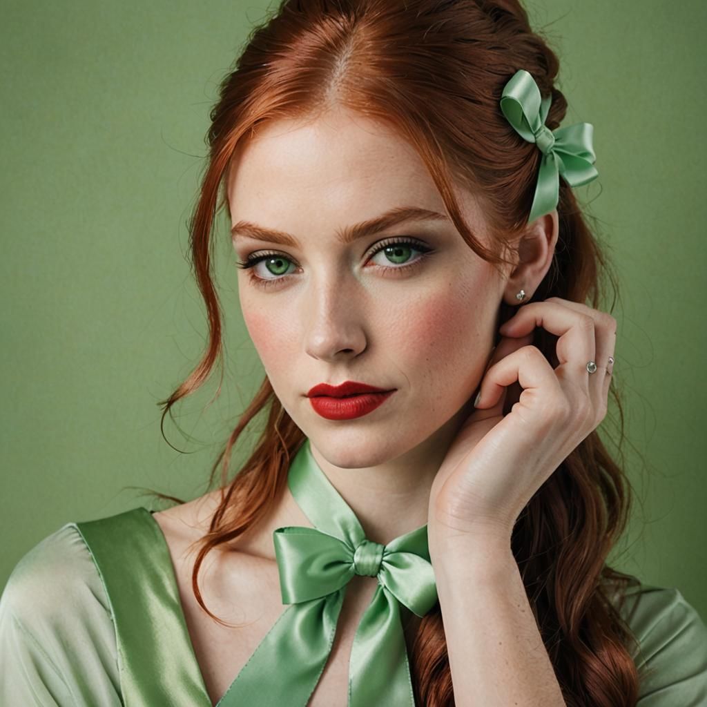 Red-Haired Girl Portrait in Hyperdetailed Style