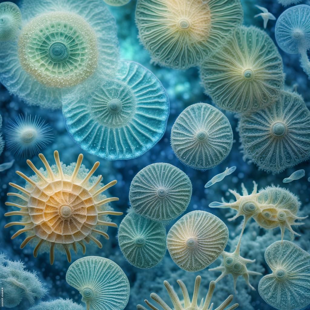 Microscopic Surrealism: Iridescent Sea Creatures