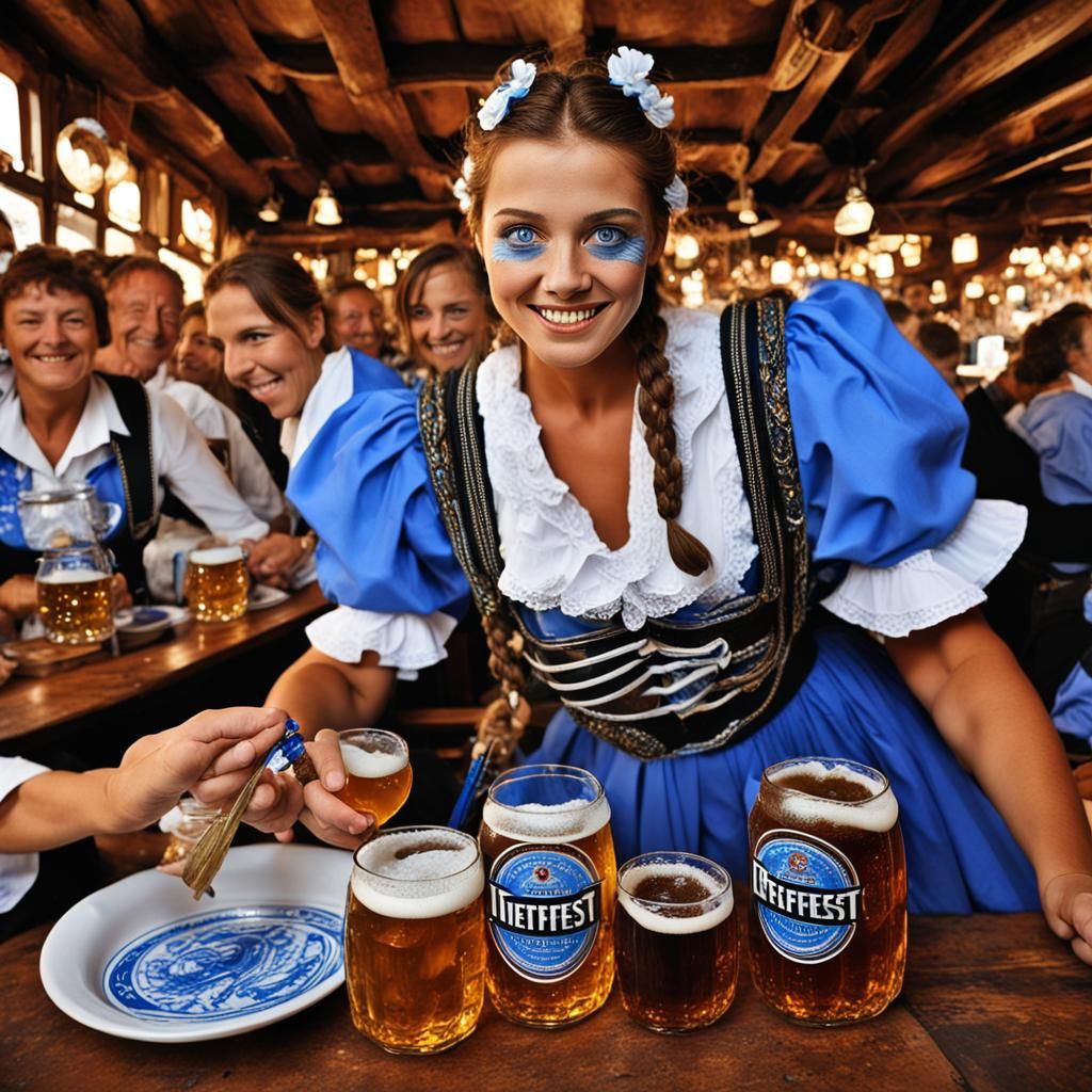 Oktoberfest Beauty in a German Tavern