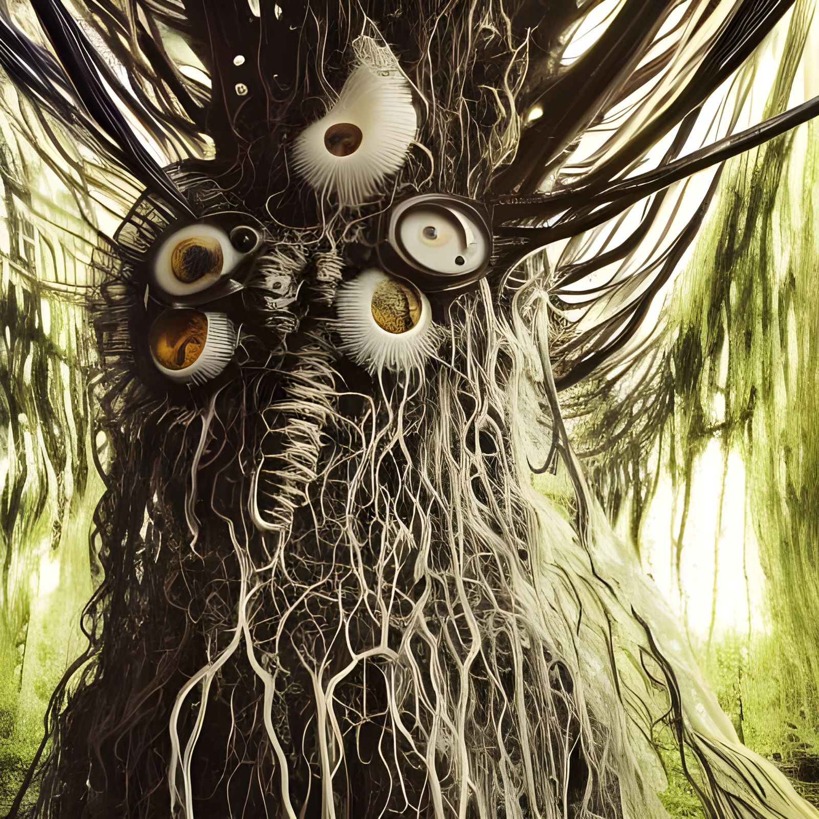 Translucent Robot Jellyfish-Tree with Cyborg Elements