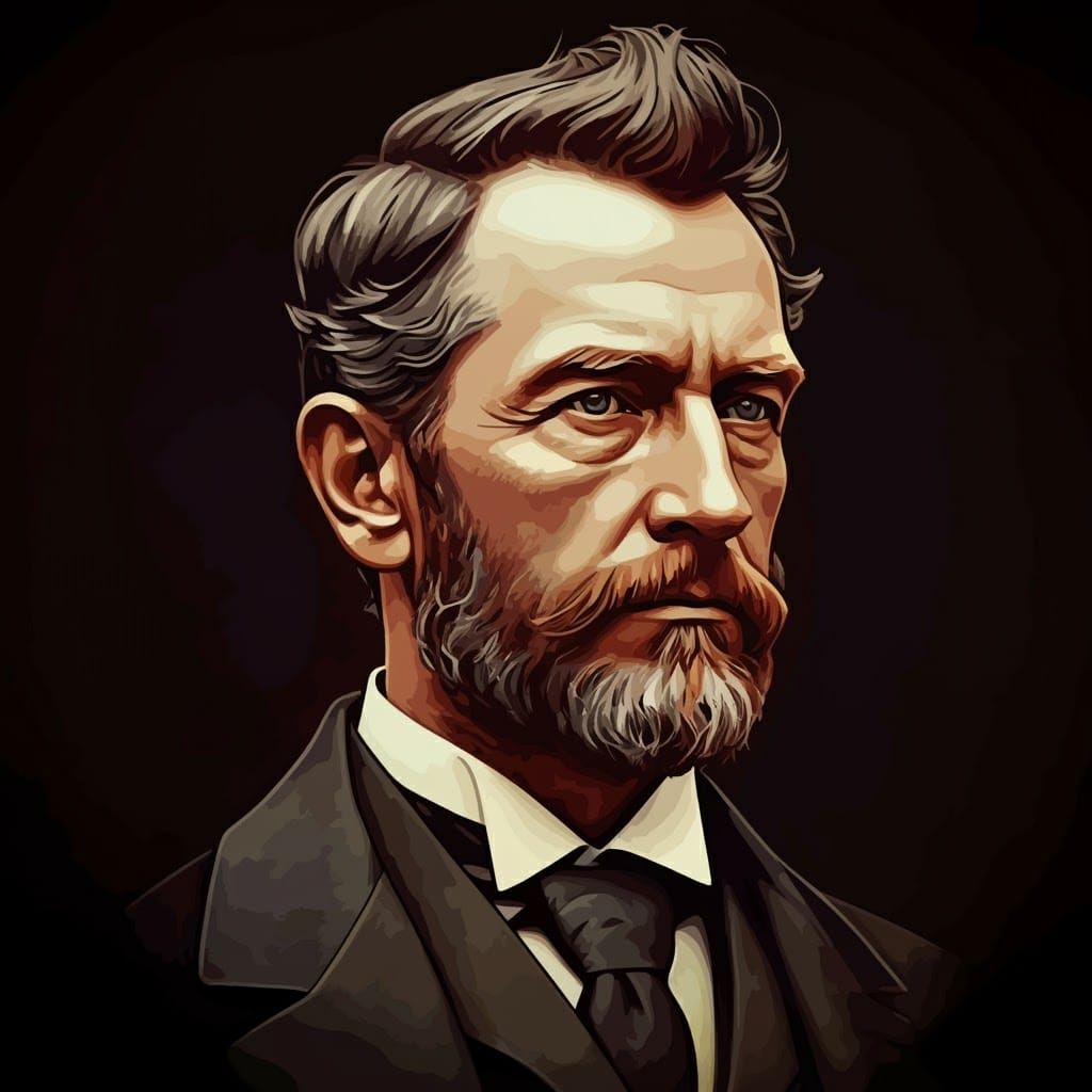 President Garfield Vector Portrait in Art Nouveau Style