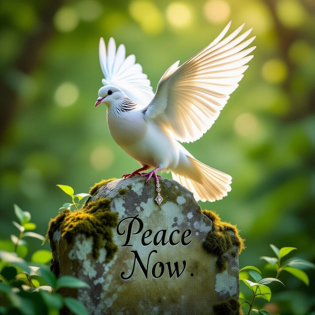 Dove on Monument in Classical Realism Style