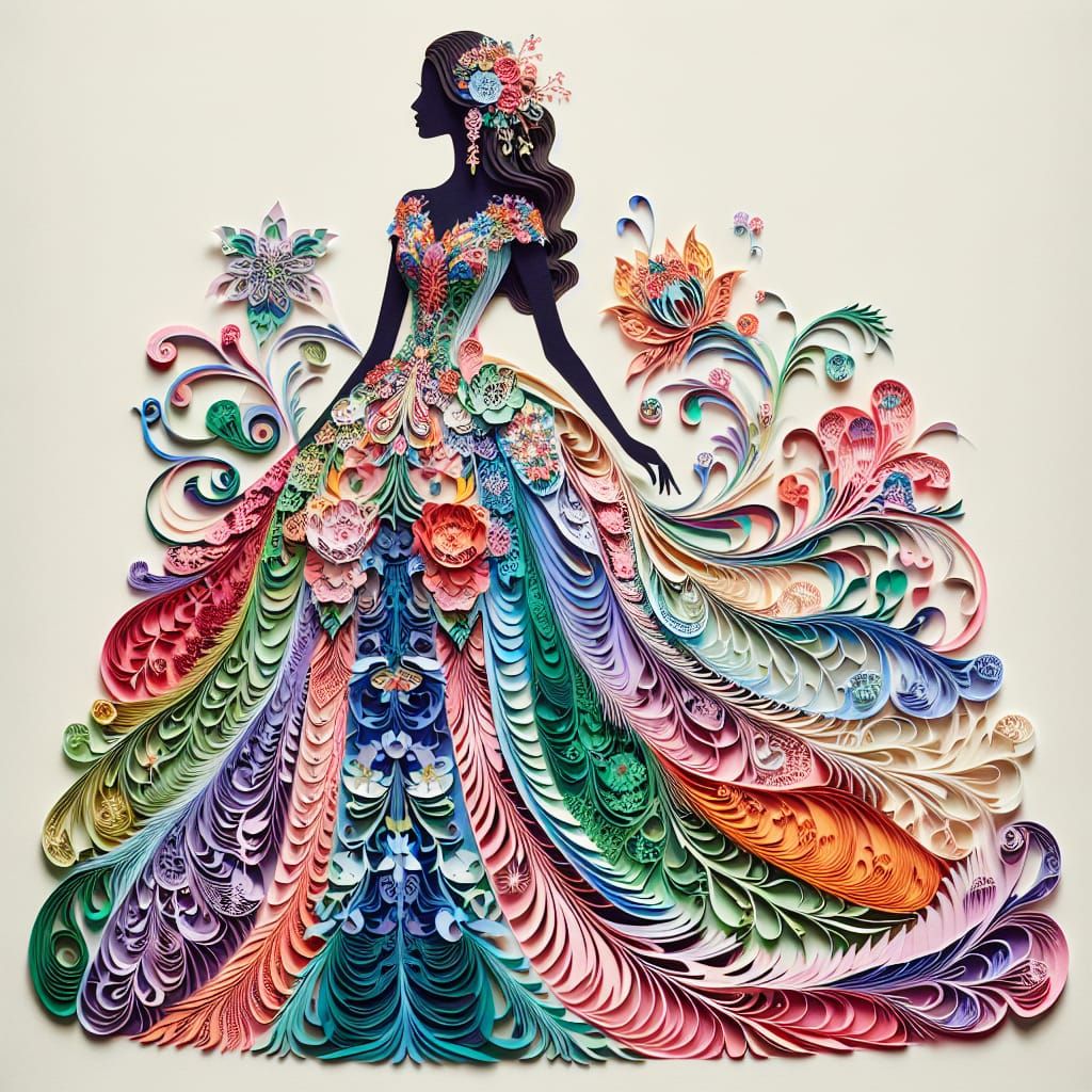 Elegant Paper-Cut Silhouette of South Asian Woman