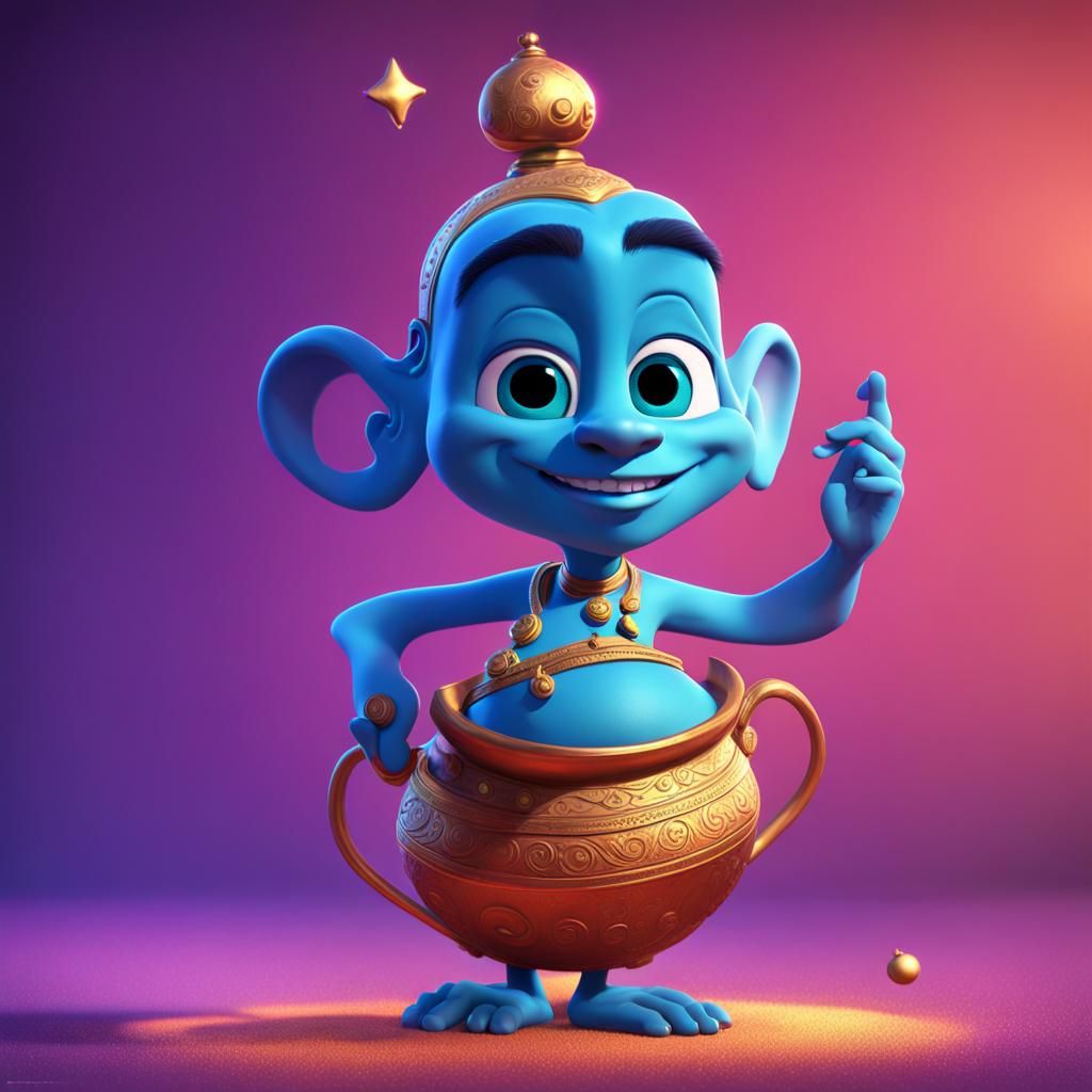 Pixar-Style Genie in 3D Digital Art