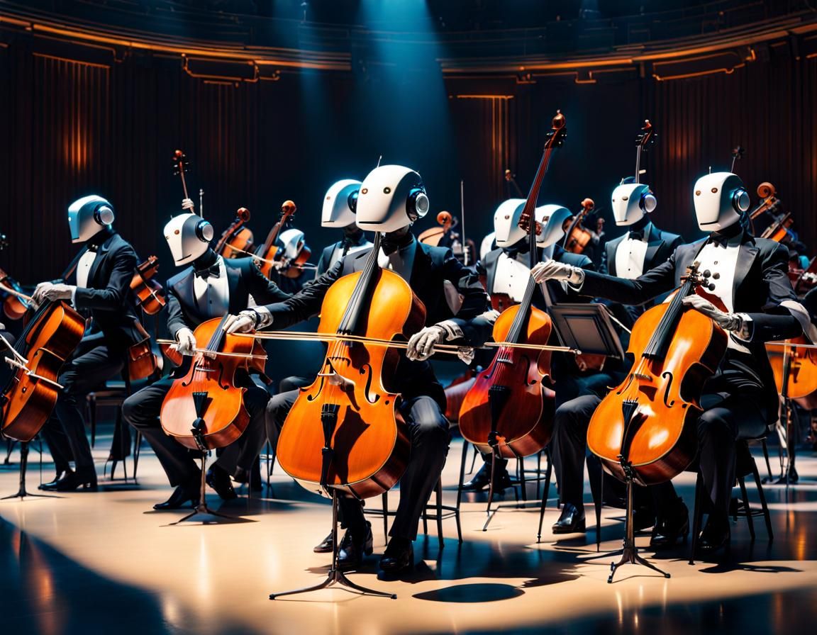 Robots Perform in Futuristic Orchestra, Digital Art