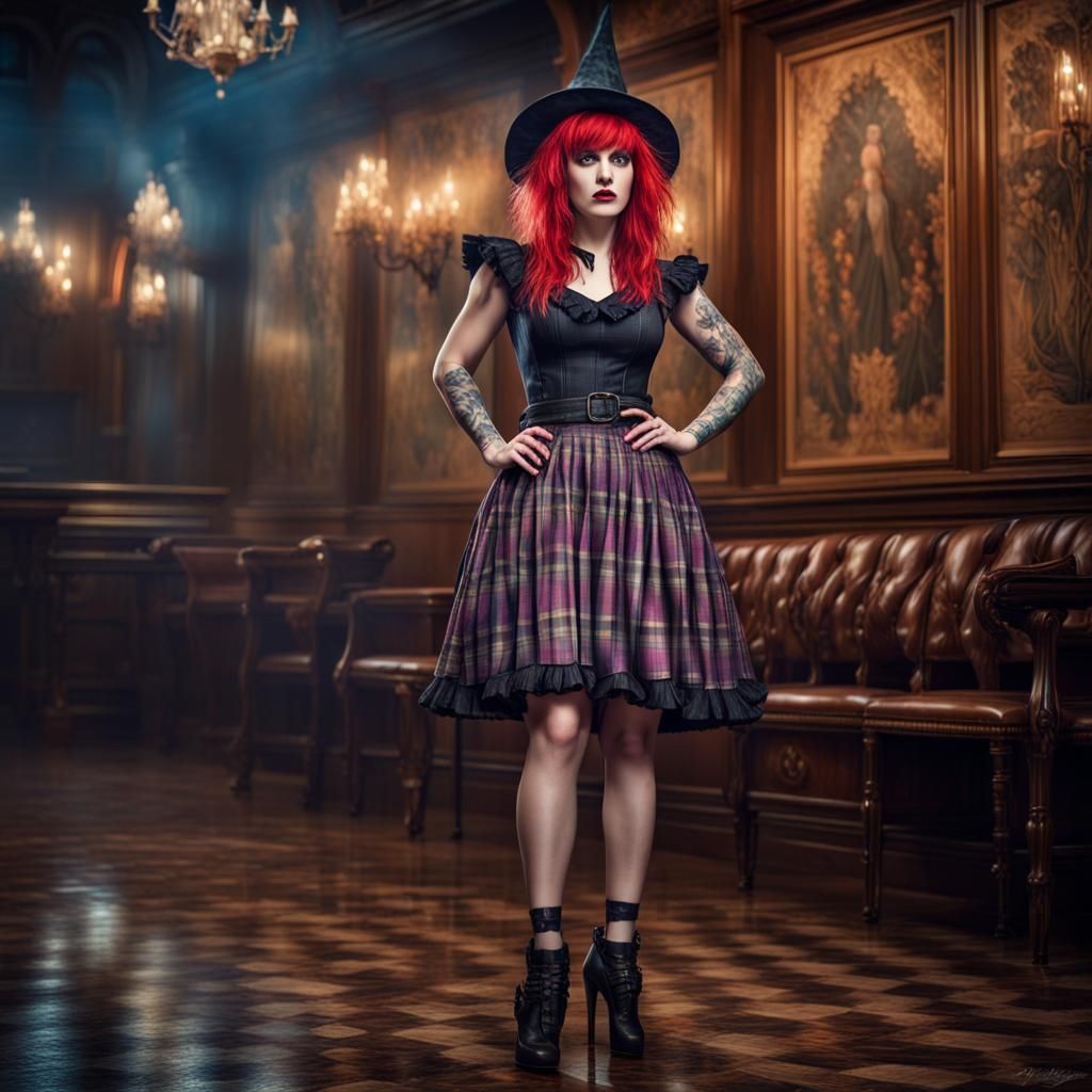 Whimsical Witch Portrait in Gala Setting