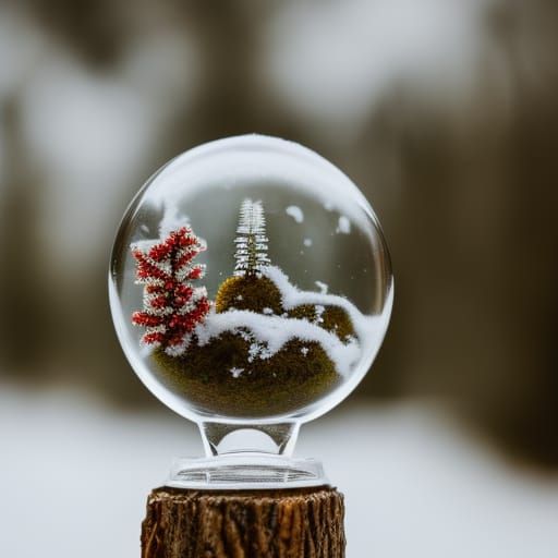 Tiny Ecosystem Inside a Snowglobe, Sharp Focus