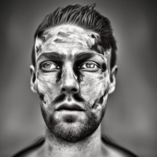 Scarred Knight Portrait in Medieval Style