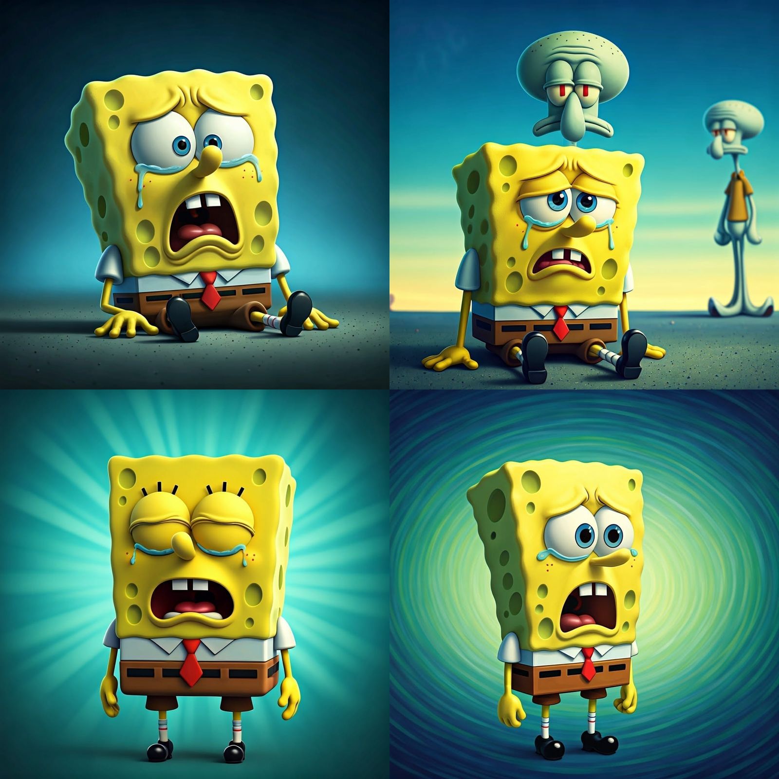 SpongeBob's Heartbreak: A Pixar-Style 3D Render