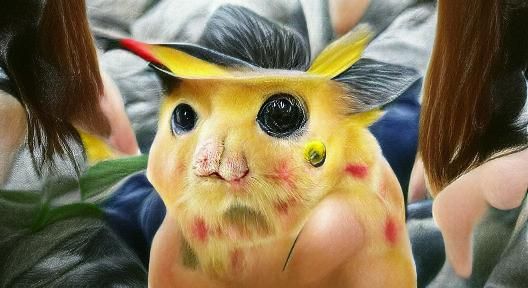 Realistic Pikachu with Human Eyes: Digital Art