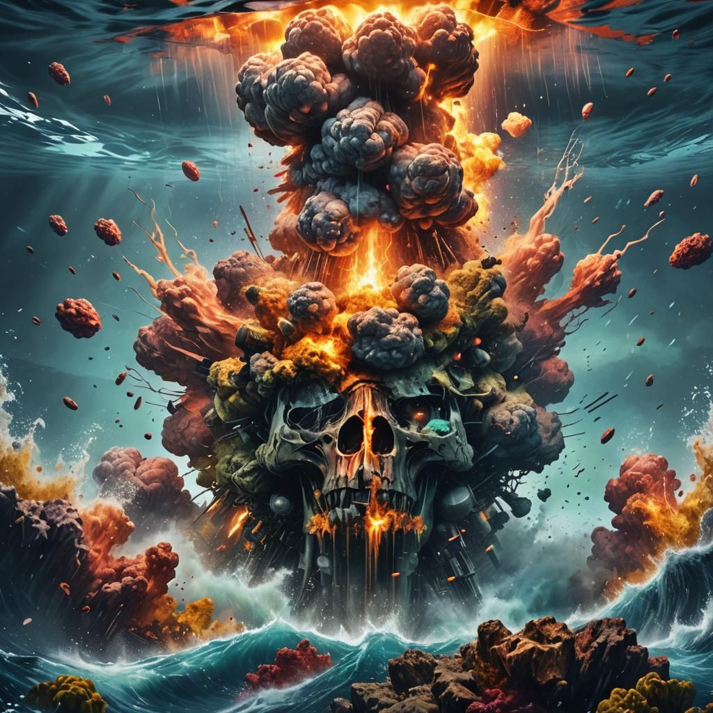 Underwater Nuclear War: Hyperrealistic Concept Art
