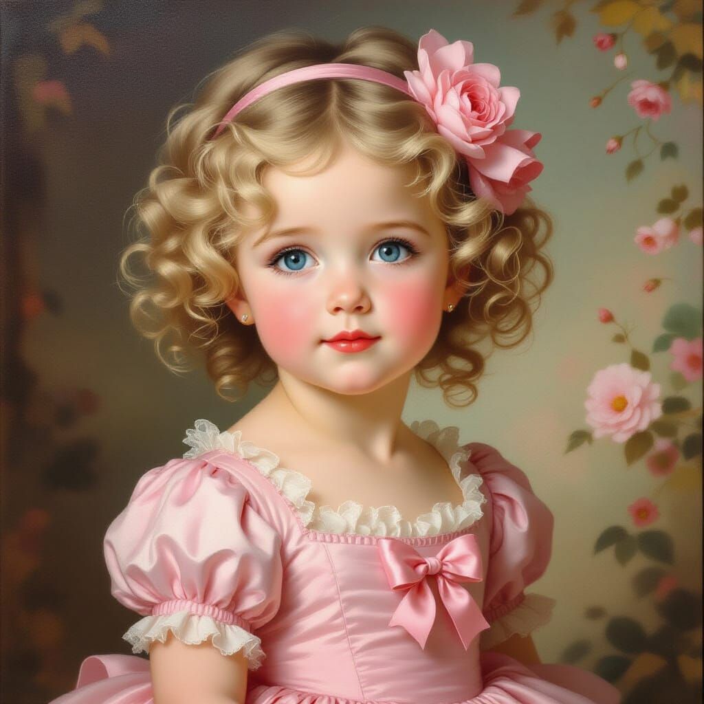 Rococo-Inspired Portrait of a Girl in Pink Dress