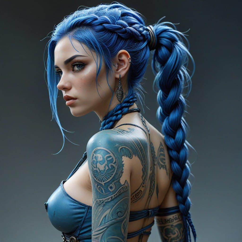 A Blue-Haired Girl in Vibrant Braids