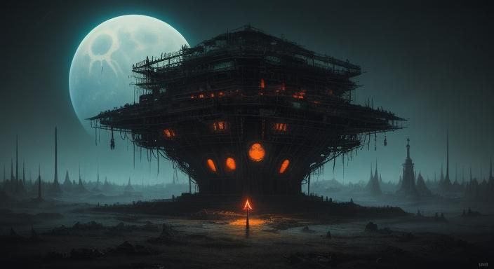 Surreal Dystopian Hellscape in Abstract Realism