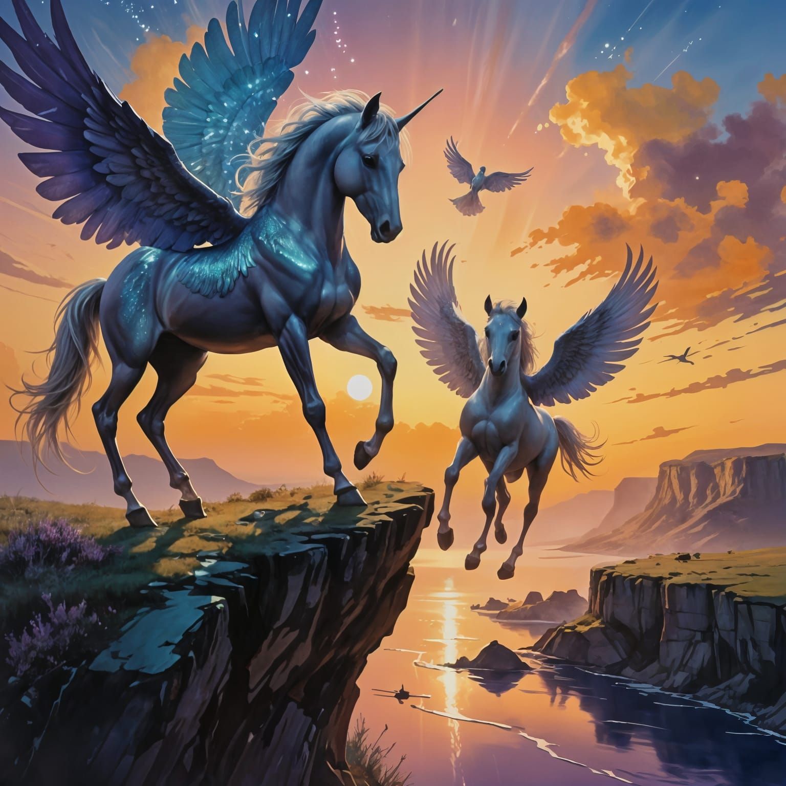 Baby Pegasus First Flight, Ethereal Art