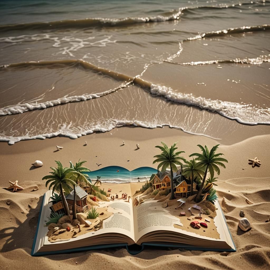 Hyperrealistic Beach Scene in Pop-Up Book