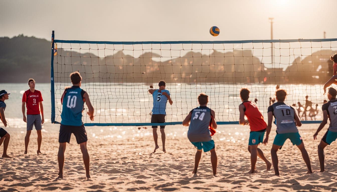 Beach Volleyball Game in Sunny Camping Spot