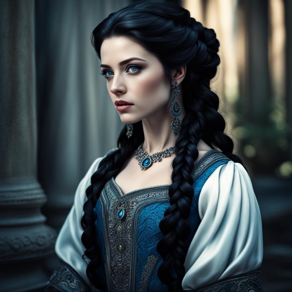 Hyperrealistic Portrait of a Woman with Pale Skin